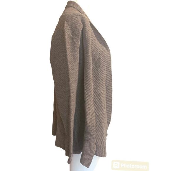 Eileen Fisher Women's Size Small 100% Wool Open Front Knit Cardigan Sweater Tan - Picture 2 of 6